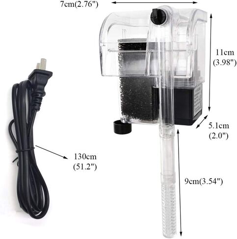 فلتر خزان الأسماك المعلق الخارجي XEOGUIYA، نظام ترشيح الشلال لخزان الأسماك بسعة 3-8 جالون in Kuwait