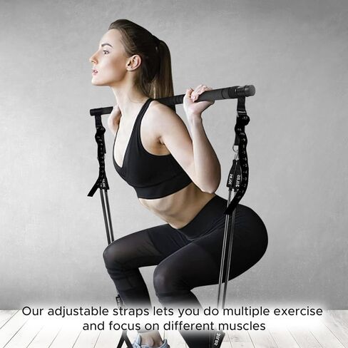Picco Pilates Bar Kit with Resistance Bands, Exercise Bar with AB Roller,Squat,Glutes, Ankle Straps,at Home Workout Equipment in Saudi Arabia