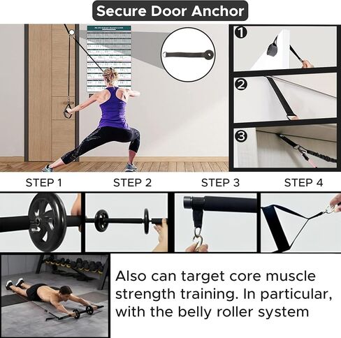 Picco Pilates Bar Kit with Resistance Bands, Exercise Bar with AB Roller,Squat,Glutes, Ankle Straps,at Home Workout Equipment in Saudi Arabia
