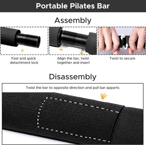 Picco Pilates Bar Kit with Resistance Bands, Exercise Bar with AB Roller,Squat,Glutes, Ankle Straps,at Home Workout Equipment in Saudi Arabia