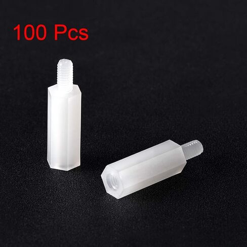 uxcell M3 18+6mm F/M Nylon Hex Standoff Spacer Screws PCB Pillar White 100 Pcs in Saudi Arabia