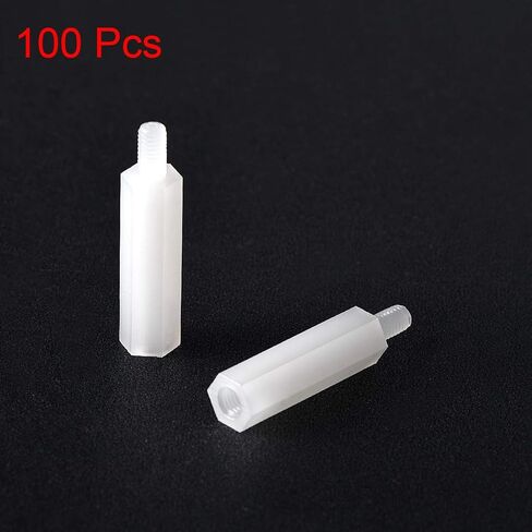uxcell M3 18+6mm F/M Nylon Hex Standoff Spacer Screws PCB Pillar White 100 Pcs in Saudi Arabia