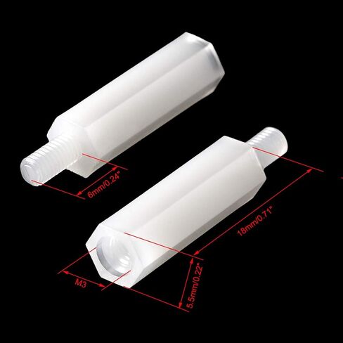 uxcell M3 18+6mm F/M Nylon Hex Standoff Spacer Screws PCB Pillar White 100 Pcs in Saudi Arabia