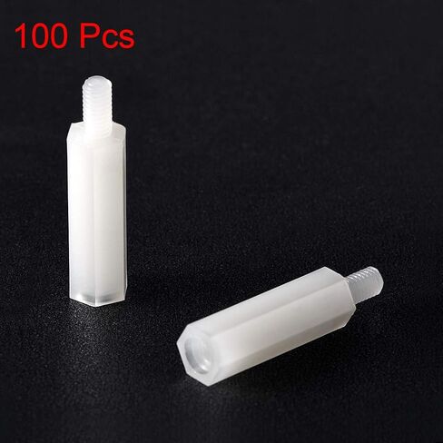 uxcell M3 18+6mm F/M Nylon Hex Standoff Spacer Screws PCB Pillar White 100 Pcs in Saudi Arabia