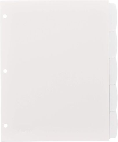 Avery Big Tab Write & Erase Durable Plastic Dividers for 3 Ring Binders, 5-Tab Set, White, 1 Set (16370) in Saudi Arabia