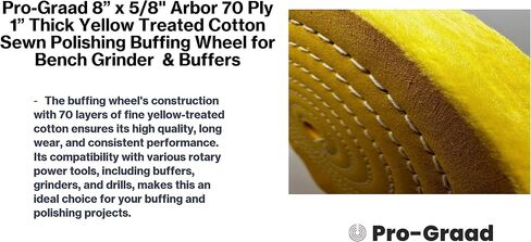 1 Pack Extra Thick Buffing Polishing Wheel 8 inch Yellow Treated Cotton Medium, 70 Ply – 1" Thick with 5/8 inch Arbor Hole for Bench Grinder – Ideal for Middle Step Buffing – Pack of 1 in Saudi Arabia