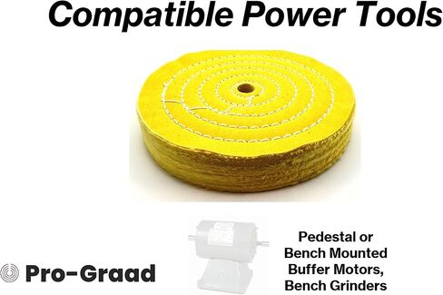 1 Pack Extra Thick Buffing Polishing Wheel 8 inch Yellow Treated Cotton Medium, 70 Ply – 1" Thick with 5/8 inch Arbor Hole for Bench Grinder – Ideal for Middle Step Buffing – Pack of 1 in Saudi Arabia