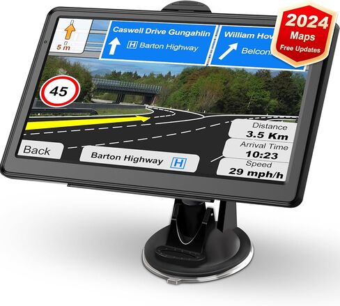 GPS Navigator لنظام ملاحة السيارة لسائقي الشاحنات التجارية GPS 2024 مع خريطة الولايات المتحدة/كاليفورنيا/MX غير المتصلة بالإنترنت، تحديث مجاني، توجيه صوتي، تنبيه القيادة، وحدة GPS محمولة بشاشة لمس 7 بوصة in Kuwait