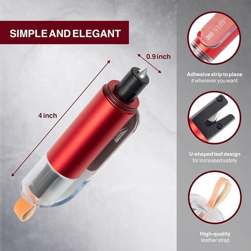 2-in-1 Car Window Breaker & Seat Belt Cutter - Emergency Car Escape/Safety Kit - Essential Car Accessories for Underwater, Fire Accidents (2, Red) in Saudi Arabia