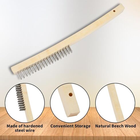 مجموعة فرش سلكية مكونة من 4 قطع، شعيرات من الفولاذ المقاوم للصدأ والنحاس والنايلون مع مقبض منحني لتنظيف الطلاء والأوساخ الصدأ وتنظيف عميق، 3 قطع 7 بوصات و1 قطعة 14 بوصة in Kuwait