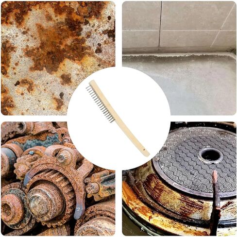 مجموعة فرش سلكية مكونة من 4 قطع، شعيرات من الفولاذ المقاوم للصدأ والنحاس والنايلون مع مقبض منحني لتنظيف الطلاء والأوساخ الصدأ وتنظيف عميق، 3 قطع 7 بوصات و1 قطعة 14 بوصة in Kuwait