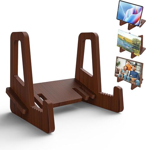 حامل عرض حامل لوحة محسّن مضاد للانزلاق من Teamkio، حامل عرض حامل قابل للتعديل، حامل إطار صورة من الخيزران، حامل عرض الكتب (6.5 بوصة) in Kuwait