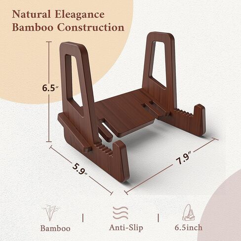 حامل عرض حامل لوحة محسّن مضاد للانزلاق من Teamkio، حامل عرض حامل قابل للتعديل، حامل إطار صورة من الخيزران، حامل عرض الكتب (6.5 بوصة) in Kuwait