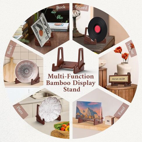 حامل عرض حامل لوحة محسّن مضاد للانزلاق من Teamkio، حامل عرض حامل قابل للتعديل، حامل إطار صورة من الخيزران، حامل عرض الكتب (6.5 بوصة) in Kuwait