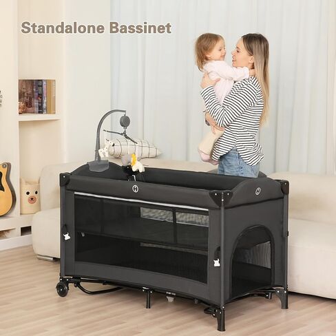 5 in 1 Baby Bassinet Beside Sleeper, Pack and Play Bassinet , Beside Sleeper for Newborn to Toddlers,Multifunction Portable Playard with Bassinet Crib,Soft Toys,Waterproof Sheet,Diaper Changer. in Saudi Arabia