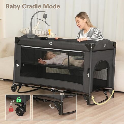 5 in 1 Baby Bassinet Beside Sleeper, Pack and Play Bassinet , Beside Sleeper for Newborn to Toddlers,Multifunction Portable Playard with Bassinet Crib,Soft Toys,Waterproof Sheet,Diaper Changer. in Saudi Arabia