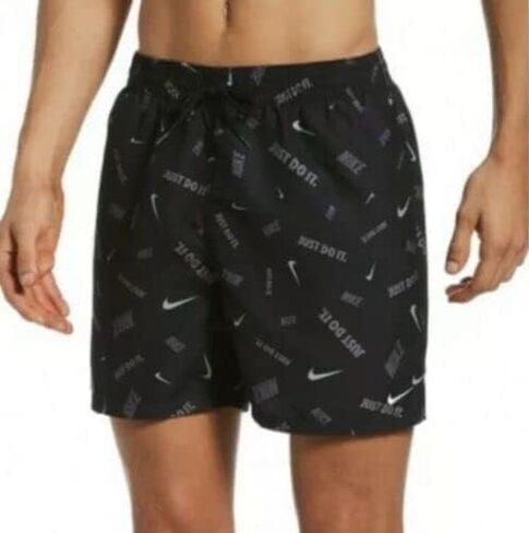 Nike Mens ‘Just Do It’ Beach Running Shorts Black L in Saudi Arabia