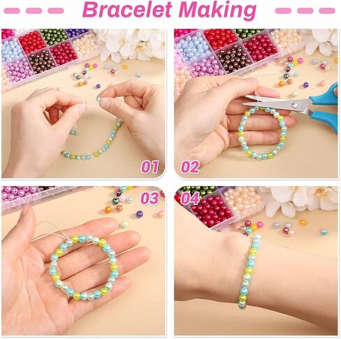 2240Pcs Colored Pearl Beads in 28 Colors for Jewelry Making - 6mm Round Shiny Beads for Bracelets, Crafts and Jewelry in Kuwait