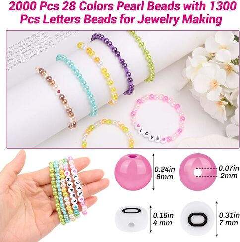 2240Pcs Colored Pearl Beads in 28 Colors for Jewelry Making - 6mm Round Shiny Beads for Bracelets, Crafts and Jewelry in Kuwait