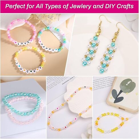 2240Pcs Colored Pearl Beads in 28 Colors for Jewelry Making - 6mm Round Shiny Beads for Bracelets, Crafts and Jewelry in Kuwait