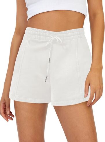 Fisoew Women's Sweat Shorts High Waisted Athletic Shorts Summer Casual Drawstring Loose Lounge Shorts with Pockets in Saudi Arabia