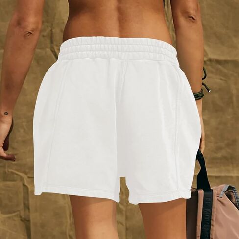 Fisoew Women's Sweat Shorts High Waisted Athletic Shorts Summer Casual Drawstring Loose Lounge Shorts with Pockets in Saudi Arabia