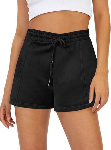 Fisoew Women's Sweat Shorts High Waisted Athletic Shorts Summer Casual Drawstring Loose Lounge Shorts with Pockets in Saudi Arabia