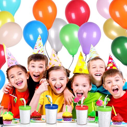 16 عبوة من أكواب الألوان الخاصة بك للأطفال، قم بتلوين أكواب الأكواب الملونة الخاصة بك مع أغطية وقش للأطفال في الفصول الدراسية وتبادل الهدايا والحرف اليدوية ومستلزمات الحفلات الصيفية والأنشطة المنزلية in Kuwait