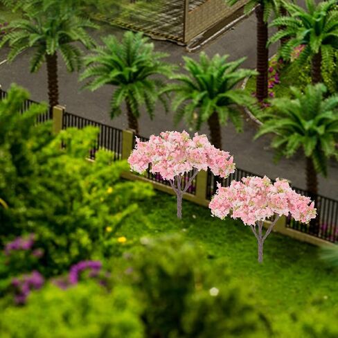 HOMSFOU 8pcs Blossom Cherry Tree Scenery Miniature Bush Trees for Model Train Railway Architecture Diorama DIY Scenery Landscape Decor in Saudi Arabia