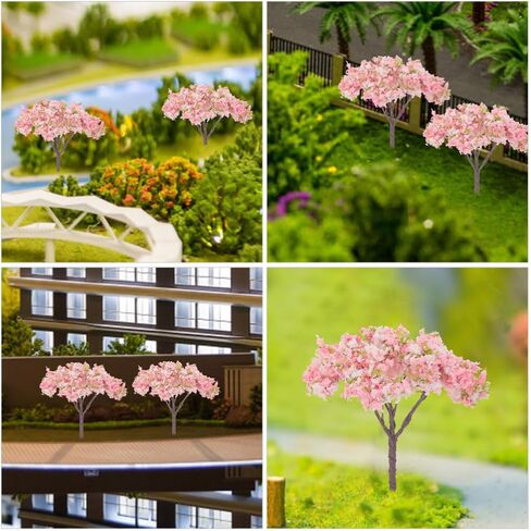 HOMSFOU 8pcs Blossom Cherry Tree Scenery Miniature Bush Trees for Model Train Railway Architecture Diorama DIY Scenery Landscape Decor in Saudi Arabia