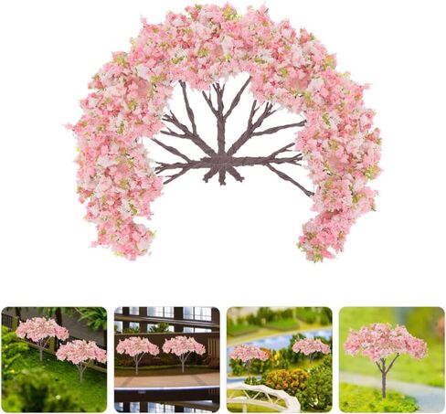 HOMSFOU 8pcs Blossom Cherry Tree Scenery Miniature Bush Trees for Model Train Railway Architecture Diorama DIY Scenery Landscape Decor in Saudi Arabia