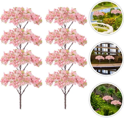 HOMSFOU 8pcs Blossom Cherry Tree Scenery Miniature Bush Trees for Model Train Railway Architecture Diorama DIY Scenery Landscape Decor in Saudi Arabia