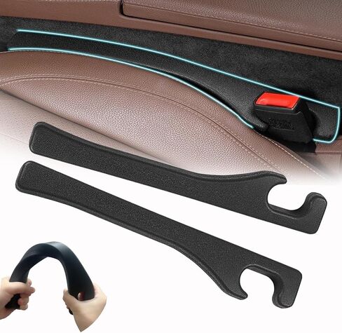 عبوتان من حشو فجوات مقعد السيارة، قابس فجوة مقعد السيارة العالمي لملء الفجوة بين المقعد ووحدة التحكم وإيقاف محفظة الهاتف المحمول ومفاتيح العملات المعدنية من السقوط باللون الأسود (أسود) in Kuwait