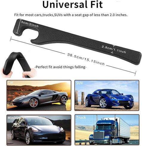 عبوتان من حشو فجوات مقعد السيارة، قابس فجوة مقعد السيارة العالمي لملء الفجوة بين المقعد ووحدة التحكم وإيقاف محفظة الهاتف المحمول ومفاتيح العملات المعدنية من السقوط باللون الأسود (أسود) in Kuwait