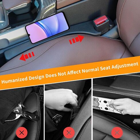 عبوتان من حشو فجوات مقعد السيارة، قابس فجوة مقعد السيارة العالمي لملء الفجوة بين المقعد ووحدة التحكم وإيقاف محفظة الهاتف المحمول ومفاتيح العملات المعدنية من السقوط باللون الأسود (أسود) in Kuwait