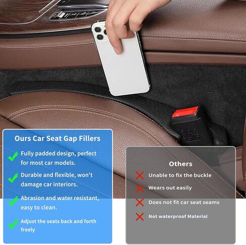 عبوتان من حشو فجوات مقعد السيارة، قابس فجوة مقعد السيارة العالمي لملء الفجوة بين المقعد ووحدة التحكم وإيقاف محفظة الهاتف المحمول ومفاتيح العملات المعدنية من السقوط باللون الأسود (أسود) in Kuwait