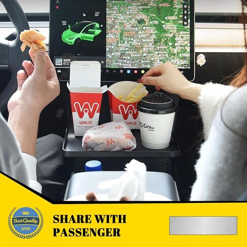 Car Eating Food Table Tray, Center Console Organizer for Tesla Model 3 and Y Accessories 2023, Food Tray Table for Eating, Anti-Slide Car Tray Organizer with Stability for Autopilot Road Trips in Saudi Arabia