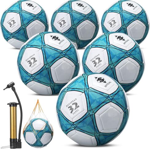 Deekin 6 Pcs Soccer Ball with Pump Official Size 5 Outside Sport Soccer Ball PVC Machine Stitched Football for Youth Adult Training Men Women Kids Soccer Players Christian Charity Donation Supplies in Saudi Arabia