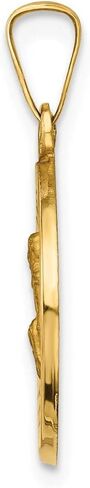 FB JEWELS Solid 14K Yellow Gold Polished And Satin St. Peregrine Medal Pendant in Saudi Arabia