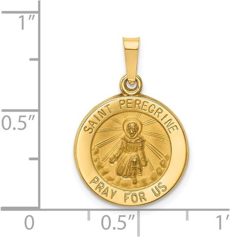 FB JEWELS Solid 14K Yellow Gold Polished And Satin St. Peregrine Medal Pendant in Saudi Arabia