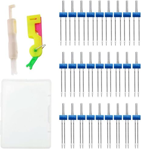 36 قطعة ماكينة خياطة إبرة مزدوجة دبابيس إبرة مزدوجة قابلة للتمدد مع 2 صندوق بلاستيكي خيط إبرة أوتوماتيكي وإكسسوار لآلة الخياطة المنزلية 3 أحجام مختلطة 2.0/90، 3.0/90، 4.0/90 in Kuwait