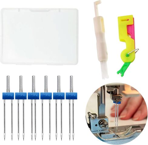 36 قطعة ماكينة خياطة إبرة مزدوجة دبابيس إبرة مزدوجة قابلة للتمدد مع 2 صندوق بلاستيكي خيط إبرة أوتوماتيكي وإكسسوار لآلة الخياطة المنزلية 3 أحجام مختلطة 2.0/90، 3.0/90، 4.0/90 in Kuwait