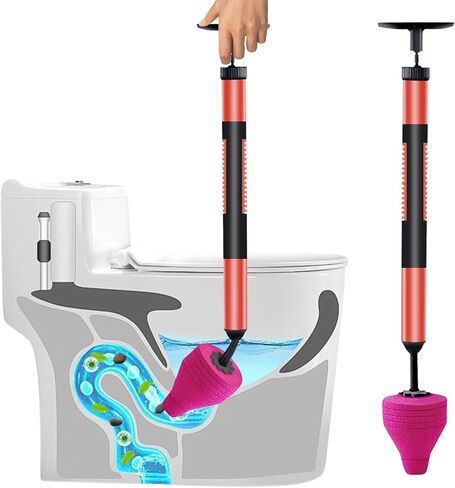 مكبس أنابيب المرحاض ذو الضغط العالي، مجموعة مكبس المرحاض من الفولاذ المقاوم للصدأ المطورة، أداة سباكة لإزالة انسداد تصريف الهواء بالضغط العالي لحوض الحمام والمطبخ وحوض الاستحمام المسدود in Kuwait