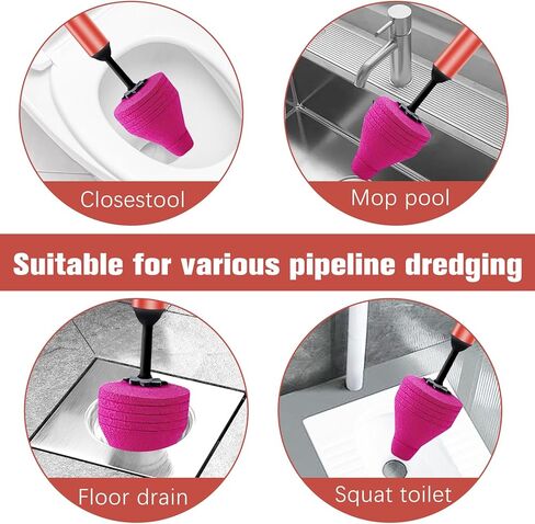 مكبس أنابيب المرحاض ذو الضغط العالي، مجموعة مكبس المرحاض من الفولاذ المقاوم للصدأ المطورة، أداة سباكة لإزالة انسداد تصريف الهواء بالضغط العالي لحوض الحمام والمطبخ وحوض الاستحمام المسدود in Kuwait