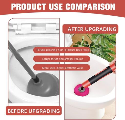 مكبس أنابيب المرحاض ذو الضغط العالي، مجموعة مكبس المرحاض من الفولاذ المقاوم للصدأ المطورة، أداة سباكة لإزالة انسداد تصريف الهواء بالضغط العالي لحوض الحمام والمطبخ وحوض الاستحمام المسدود in Kuwait
