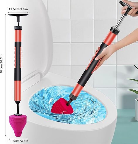 مكبس أنابيب المرحاض ذو الضغط العالي، مجموعة مكبس المرحاض من الفولاذ المقاوم للصدأ المطورة، أداة سباكة لإزالة انسداد تصريف الهواء بالضغط العالي لحوض الحمام والمطبخ وحوض الاستحمام المسدود in Kuwait