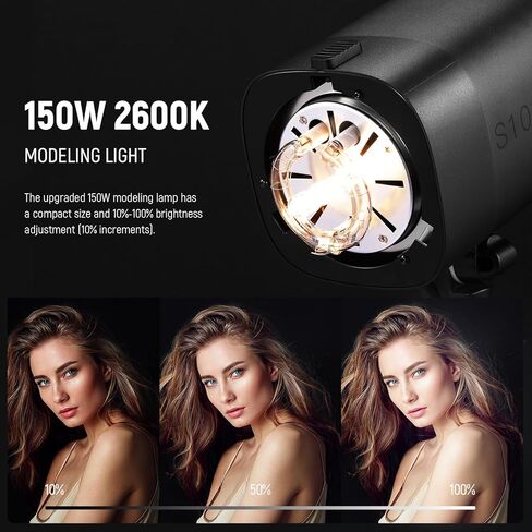 NEEWER 800Ws Studio Monolight Flash Light Kit: 2 Pack S101-400W PRO 5600K Strobe Lights مع 2.4G Trigger / 150W Modelling Lamps / Bowens Mount / Softboxes / Stands / عاكس / حقيبة، متوافق مع QPRO in Saudi Arabia