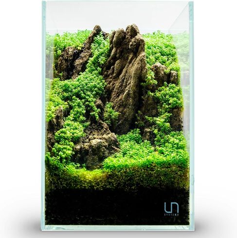 حوض أسماك Ultum Nature Systems فائق الوضوح بدون إطار - حوض أسماك زجاجي منخفض الحديد بحواف متدرجة 45 درجة، بسُمك 5 مم - 12 مم، يتضمن حصيرة تسوية (16T، طويل، 1.6 جالون) in Kuwait
