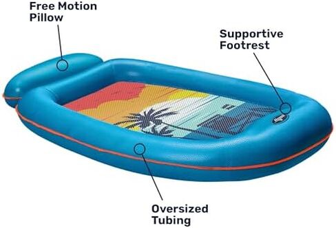 عوامة التيميت بول القابلة للنفخ من اكوا لاحواض السباحة، مع مظلة للحماية من الشمس بمعامل وقاية من الاشعة فوق البنفسجية 50، شديدة التحمل مع حامل اكواب، لون ازرق وكحلي بخطوط بيضاء in Kuwait