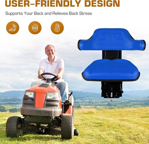 Blue Universal Adjustable Tractor Suspension Seat with Tilt Wrap-around Style Fits for Ford/New Holland Tractor 3900 3930 3910 5000 5100 5600 5610 5900 5910 Shock Absorption Alloy Steel PVC in Saudi Arabia